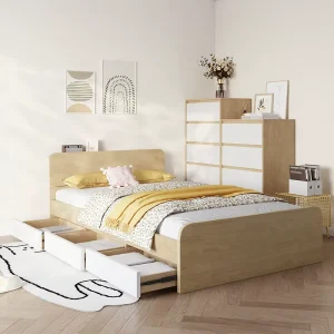 Furniture Modern Bedroom Student Kids’Room Setstwin Size School Children Girls Dormitory Single Bed With Pull Out Bed