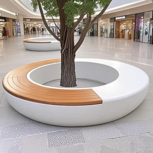 G013 Commercial GRC Reinforced Concrete Weather Resistant Tree Planter Bench Public Leisure Seats Park Mall Hotel