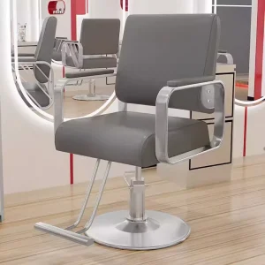GEDO Costom Tiltable Rotatable Adjustable Grey Hair Cutting Hairdressing Chair Hydraulic Pump Barber Chair for Salon