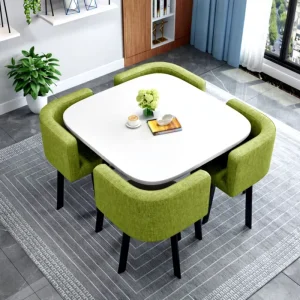 GEDO Modern Design Elegant Square MDF Table Set with 4 Chairs Restaurant Tables and Chairs Set