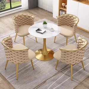 GEDO New Design Morden Single Fabric Chair and Round Tables Combination Set Restaurant Furniture