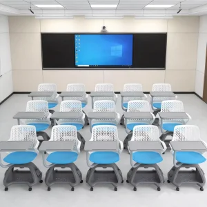 GUANGWEI Durable Plastic Modern Student Training Chair with Foldable Writing Pad and Wheel for School Office Classroom Use