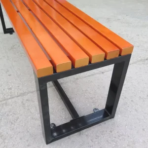 Galvanized Steel and Wood Backless Park Bench Outdoor Street Garden Seating
