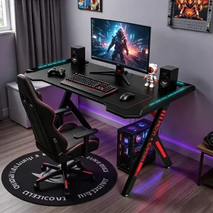 Gaming Setup Workstation Ergonomic Computer Office Desk Mesa Gamer Rgb Table PC with Led Light