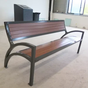 Garden Bench Outdoor Benches Iron Steel Frame Patio Bench with Steel Backrest Armrests for Street Park Work Entryway Seating