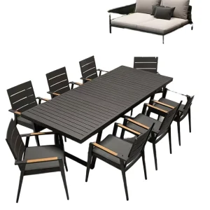 Garden Furniture Outdoor Dining Table and Chairs Table and Chair Set Patio Aluminum Frame Wooden Hotel High end Cafe Restaurant