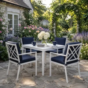 Garden Furniture Villa Garden Table and Chairs Luxury Teak Wood Outdoor Dining Set Resort Outdoor Table Hotel Outdoor Dining Set