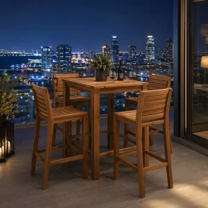 Garden Furniture Villa Garden Table and Chairs Luxury Teak Wood Outdoor Dining Set Resort Outdoor Table Hotel Outdoor Dining Set