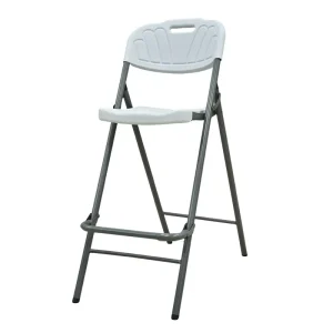 Garden High bar Stool Metal Frame Plastic Folding Chair Portable Outdoor Modern Minimalist Elevated Casual White Commercial 80SH