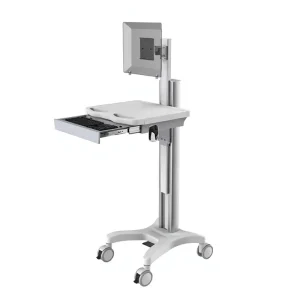 Gas Spring Inside Medical Computer Cart Height Adjustable Hospital Rolling Treatment Bedside IV Trolley with Drawer Wheels