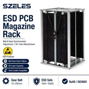 Gear Belt Adjustment Large ESD PCB Magazine Rack for Smt Line Quick Adjust Belt Adjust ESD PCB Magazine Rack