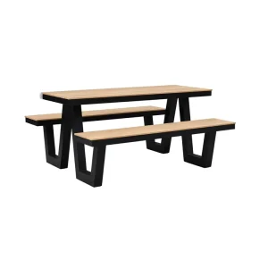 General Use Modern Durable Outdoor Aluminum Furniture Picnic Table Bench Wood-Panel For Courtyard Park Shopping Mall Hotel