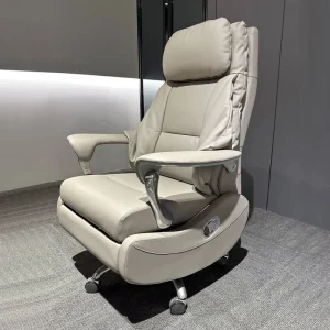Genuine Leather Ergonomic Office Chair Swivel Adjustable Height Contemporary Design for Living Room