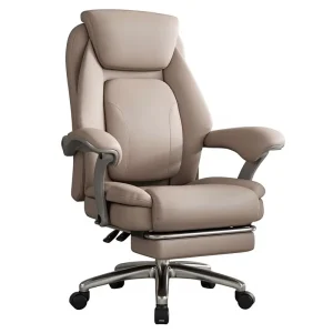 Genuine Leather Ergonomic Reclining Executive Office Chair Comfortable Long time Sitting Five star Base Minimalist Design Noon