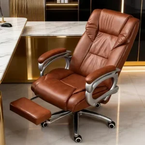 Genuine Leather Executive Boss Chair Reclining Massage Office Chair High Back Comfortable Computer Desk Chair for Home Study