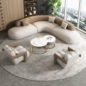 Genuine Leather L Shaped Modern Sofa for Hotel Apartment Homestay Office Reception Guest Corner Business Use