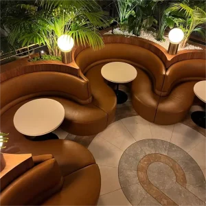 Genuine Leather Restaurant Sofa Customized Commercial Cafe Furniture Modern Shopping Mall Hall Leather Booth Seating
