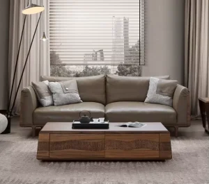 Genuine Leather Sofa New Chinese Style Modern Light Luxury Style Sofa