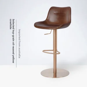 Genuine Leather Stainless Steel Frame Modern Design Bar Stool Lifting Backrest Customizable Home Bar Use New Style 7557