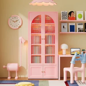 Girl’s Children’s Steel Bookshelf Home pink Girl Metal Children’s Bookcase Storage Cabinet