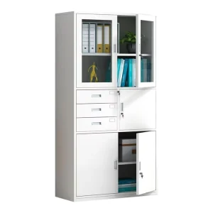 Glass Door Steel Filing Cabinet with 3 Drawers and Safe Box