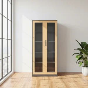 Glass Door Storage Bookshelf Furniture Steel Metal Filing Cabinet for Hospital Office