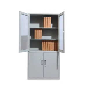Glass Doors Metal Document Cabinet Adjustable Shelf Steel Display Bookcase China Metal File Cabinet