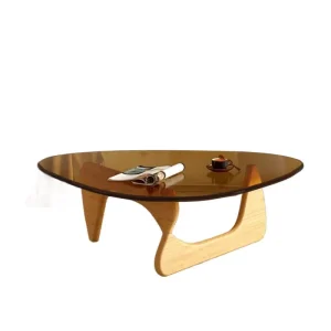 Glass Panel Solid Wood Coffee Table Living Room Table