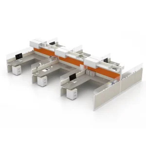 Glass Partition Desk Cubicles with Glass and Metal Plate Office Glass Wall Partitions for Staff Office Modular Workstation
