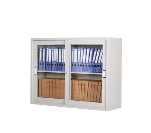 Glass Sliding Doors Steel Storage File Cupboard Steel Metal File Cabinet With Adjustable Shelves