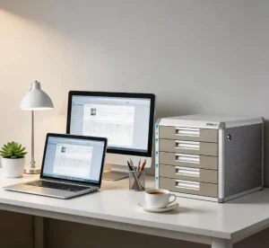 Glosen C9950 Silver Aluminum Alloy Five Layer Multifunctional Floor Type Office Filing Cabinet Office Document Storage with Lock
