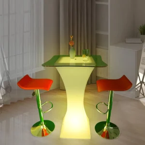 Glowing Led Outdoor Table Hookah Lounge Event Party Night Club Plastic Furniture Led Lighted bar Table and Chair Sofa Sets