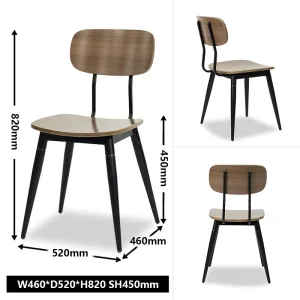 Gold Apple Stackable Dining Chair Steel Frame Plywood Seat Powder Coated Durable Waterproof Easy Clean Modern Living Room