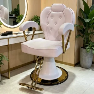 Gold Base Leather Reclining Foldable Salon Barber Chair with Customizable Color & Logo for Barber Shop