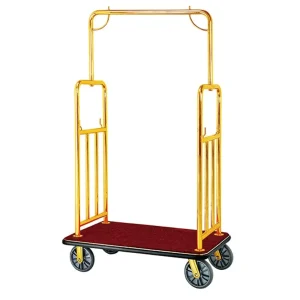 Gold Hotel Luggage Cart Golden Stainless Steel Hotel Bellman Trolley Luggage Cart With 4 Wheels Trolley Cart