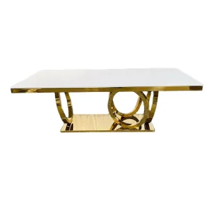Gold Luxury Quality Stainless Steel Metal Hotel Restaurant Rectangle Wedding Table