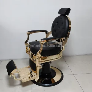 Gold Luxury Square Back Barber Chair Custom Logo Barber Chair Import Barber Chairs From China