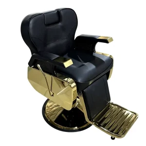 Gold Plated Metal Barber Salon Chair Reclining Rotating Modern Minimalism Design High Density Sponge Seat Commercial