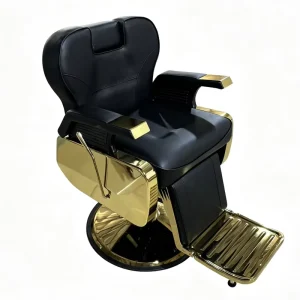 Gold Plated Metal Barber Salon Chair with Reclining Swivel Function Modern Minimalist Design Made in China