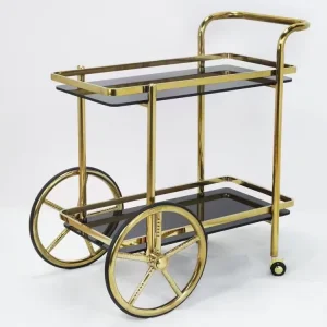 Gold Silver Metal Serving Trolley Bar Cart Customizable Wine Cart for Hotel Restaurant Wedding Party