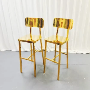 Gold Stainless Steel Bar Stool With Backrest High Counter Chair for Wedding Bar Cafe Event Furniture