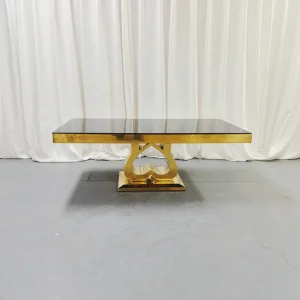 Gold Stainless Steel Dining Table Factory Direct Luxury Wedding Banquet Hotel Reception Furniture Custom