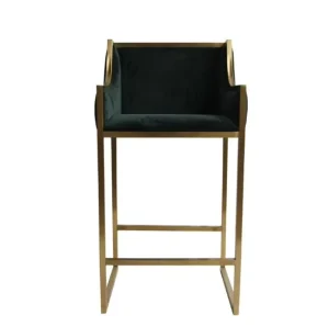 Gold Stainless Steel Velvet Fabric Bar Chair