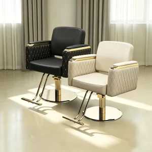 Golden Barber Chair Customizable Leather Custom Logo Hair Stylist Chairs Cut Salon Chair for Barber Shop