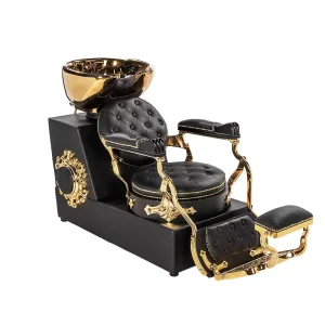 Golden Durable Leather Shampoo Bed & Chair Adjustable Salon Furniture for Hair Salons Supplier