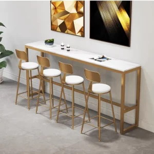 Golden Metal Bar Chair and Table Set Modern Design for Household and Milk Tea Shop Bar Furniture Combination