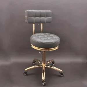 Golden Stainless Steel Base Salon Stool Technician Chair for Barber and Beauty Shop