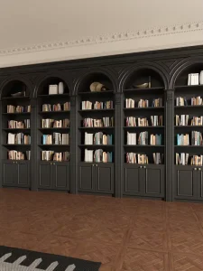 Gothic Library Furniture Black Multi Layer Study Bookshelf Wooden Library Cabinet 1000 Books Library Multi Functional