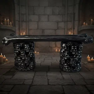 Gothic Skull Bone Bench Halloween Decorative Fiberglass Reinforced Plastic Bench Factory Price for Haunted House Gothic Home