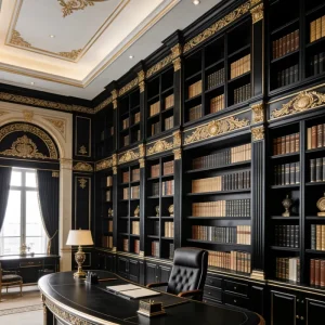 Gothic full wall bookshelf solid wood carved oversized open storage cabinet high end office backdrop cabinet Customization